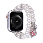สายรัดนาฬิกาสร้อยข้อมือไข่มุกสองแถว สำหรับ Apple Watch Series 5 44 มม., สำหรับ Apple Watch Series 5 40 มม., สำหรับ Apple Watch Series 4 44 มม., สำหรับ Apple Watch Series 4 40 มม., สำหรับ Apple Watch Series 3 38 มม., สำหรับ Apple Watch Series 3 42 มม.