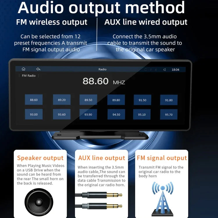 B5303 เครื่องเล่น MP5 รถยนต์พกพา 10.26 นิ้ว รองรับ CarPlay / Android Auto, B5303