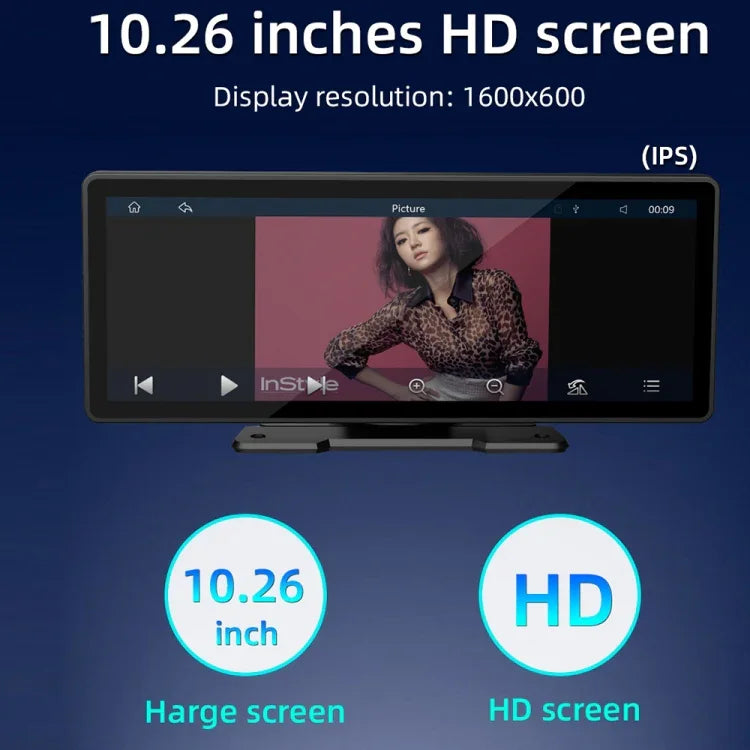 B5303 เครื่องเล่น MP5 รถยนต์พกพา 10.26 นิ้ว รองรับ CarPlay / Android Auto, B5303