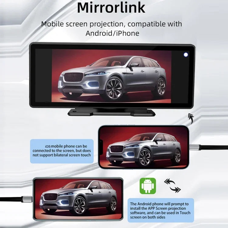B5303 เครื่องเล่น MP5 รถยนต์พกพา 10.26 นิ้ว รองรับ CarPlay / Android Auto, B5303