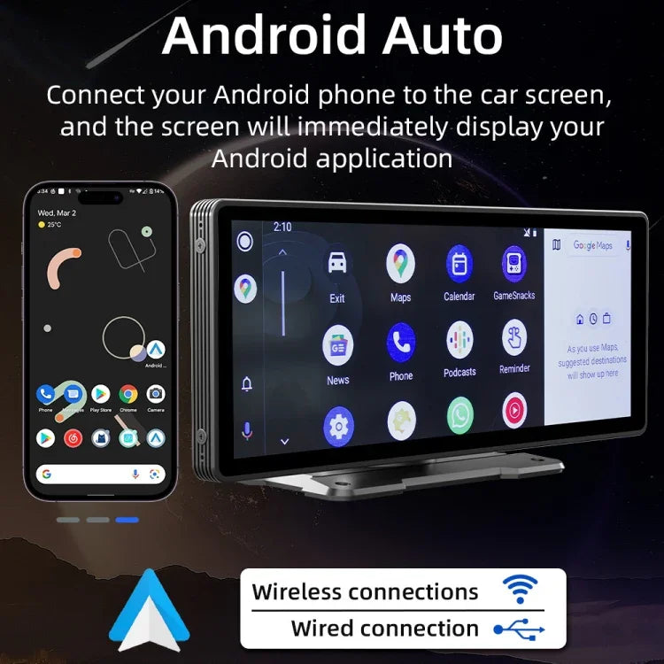 B5303 เครื่องเล่น MP5 รถยนต์พกพา 10.26 นิ้ว รองรับ CarPlay / Android Auto, B5303