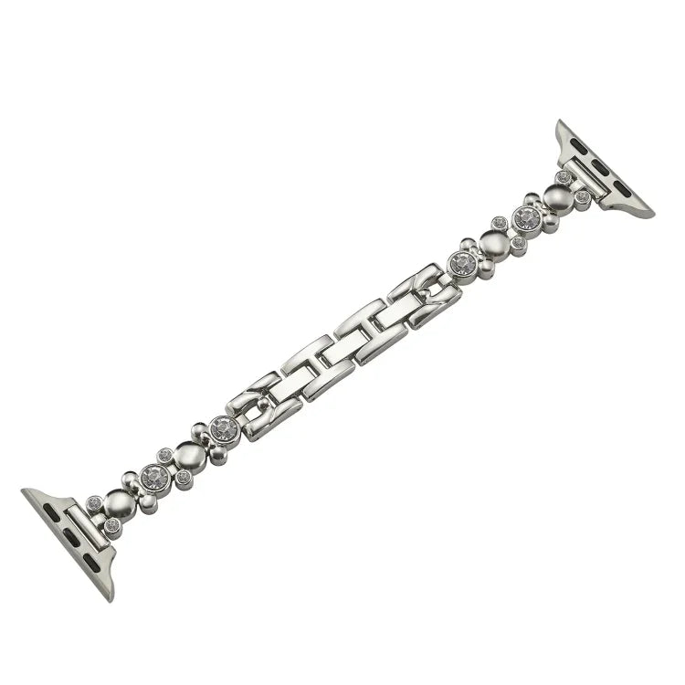 Metal Diamond Bear Chain Watch Band, For Apple Watch Series 4 44mm, For Apple Watch Series 4 40mm, For Apple Watch Series 3 38mm, For Apple Watch Series 3 42mm, For Apple Watch Series 2 42mm, For Apple Watch Series 2 38mm, For Apple Watch 42mm         ...