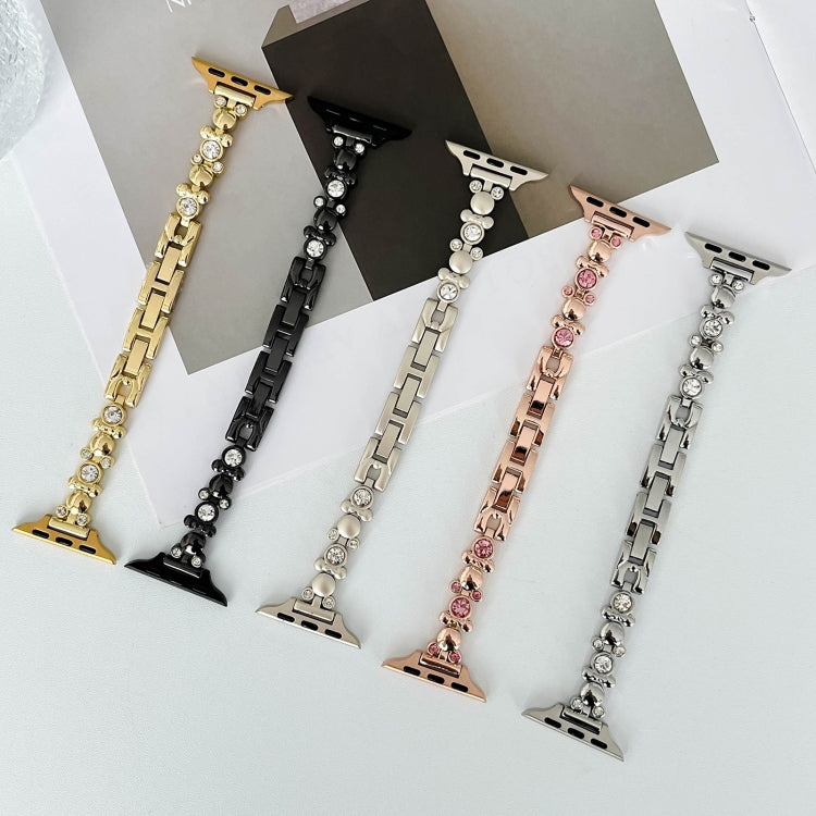 Metal Diamond Bear Chain Watch Band, For Apple Watch SE 2023 44mm, For Apple Watch SE 2023 40mm, For Apple Watch Ultra 2 49mm, For Apple Watch Series 9 45mm, For Apple Watch Series 9 41mm, For Apple Watch Ultra 49mm, For Apple Watch Series 8 41mm      ...