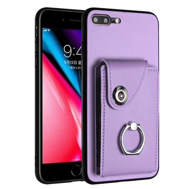 เคสโทรศัพท์พร้อมที่ใส่แหวนและกระเป๋าใส่บัตร Organ สำหรับ iPhone 8 Plus / 7 Plus