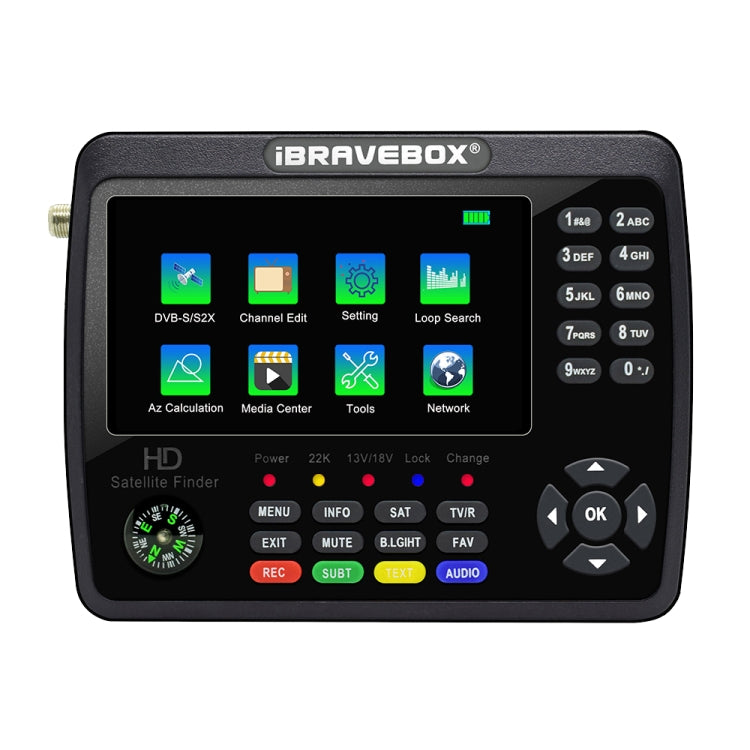 iBRAVEBOX V10 Finder Max เครื่องวัดสัญญาณดาวเทียมดิจิทัลหน้าจอ 4.3 นิ้ว รองรับ DVB-S/S2/S2X ปลั๊ก EU, US, UK, AU