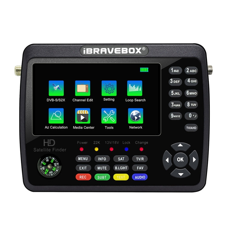 iBRAVEBOX V10 Finder Max+ เครื่องวัดสัญญาณดาวเทียมดิจิทัลหน้าจอ 4.3 นิ้ว รองรับ DVB-S/S2/S2X AHD ปลั๊ก EU, US, UK, AU