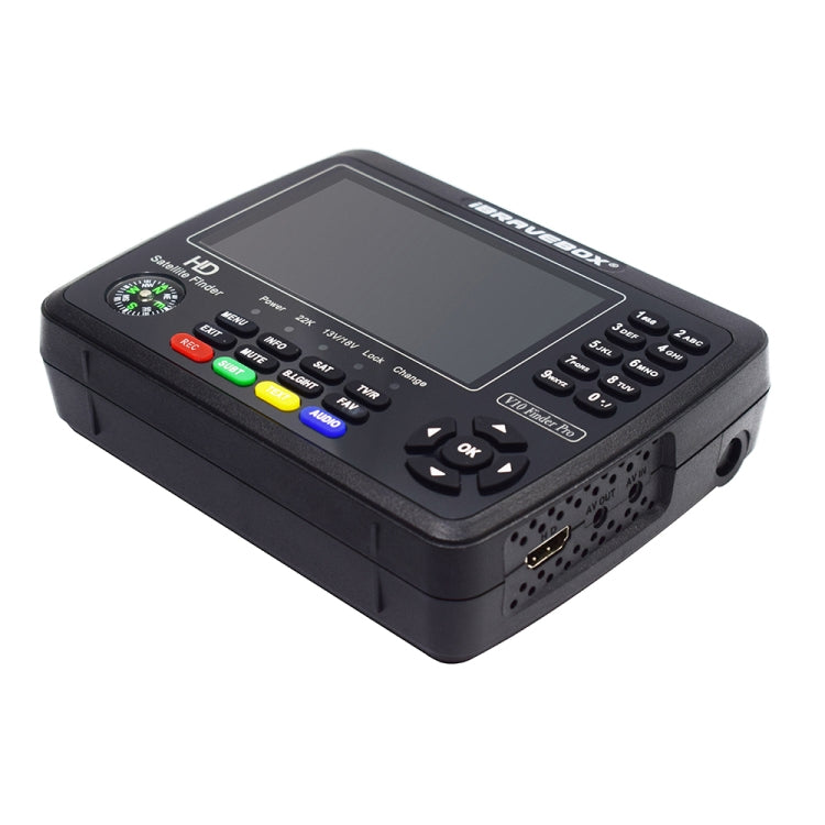 iBRAVEBOX V10 Finder Pro เครื่องวัดสัญญาณดาวเทียมดิจิทัลหน้าจอ 4.3 นิ้ว รองรับ DVB-S/S2/S2X/T/T2/C ปลั๊ก EU, US, UK, AU