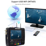 iBRAVEBOX V10 Finder Pro เครื่องวัดสัญญาณดาวเทียมดิจิทัลหน้าจอ 4.3 นิ้ว รองรับ DVB-S/S2/S2X/T/T2/C ปลั๊ก EU, US, UK, AU