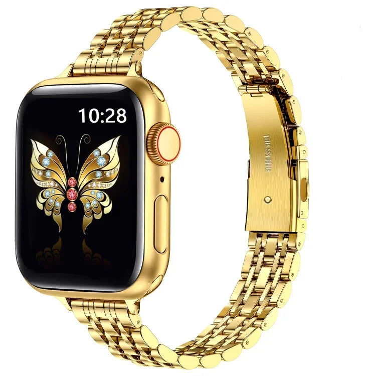 สายรัดนาฬิกาโลหะแบบสลิงชอตเม็ดเจ็ดเรียว สำหรับ Apple Watch SE 2023 44 มม., สำหรับ Apple Watch SE 2023 40 มม., สำหรับ Apple Watch Ultra 2 49 มม., สำหรับ Apple Watch Series 9 45 มม., สำหรับ Apple Watch Series 9 41 มม., สำหรับ Apple Watch Ultra 49 มม.