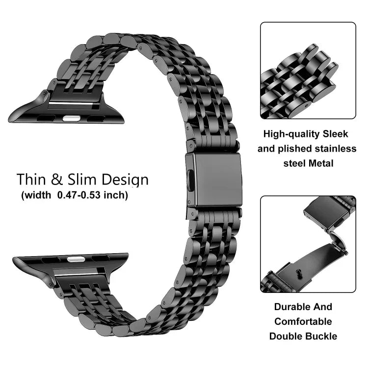 สายรัดนาฬิกาโลหะหัวเข็มขัดสลิงชอตเม็ดเจ็ดเรียว สำหรับ Apple Watch 42 มม., สำหรับ Apple Watch 38 มม.