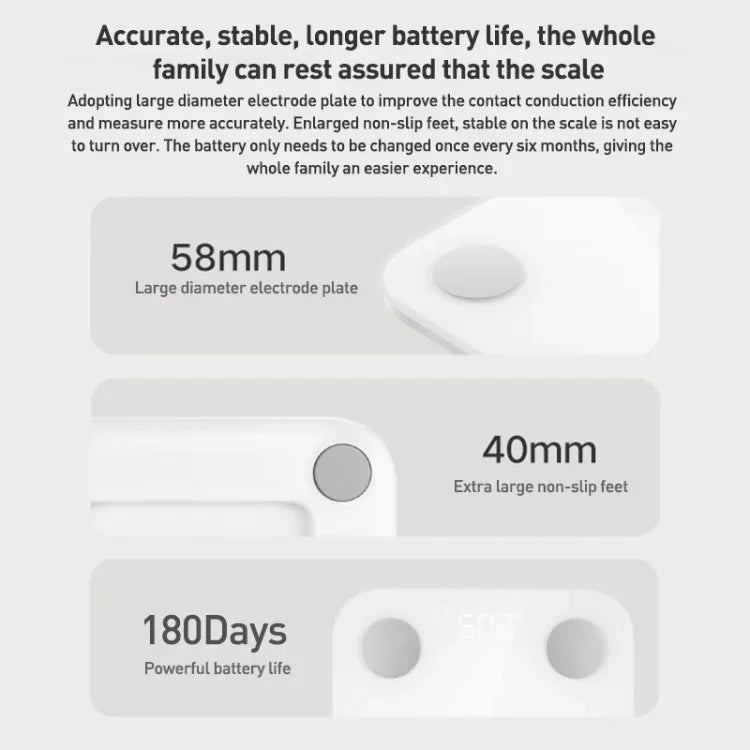 เครื่องชั่งไขมันในร่างกายสมาร์ทโฮม Xiaomi Mijia รุ่น S400 BT5.0 พร้อมจอ LED วัดความถี่คู่, เครื่องชั่งไขมันในร่างกาย S400