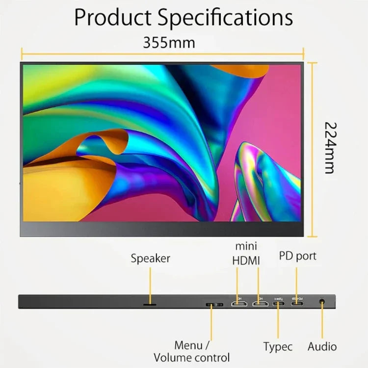 จอภาพพกพา 15.6 นิ้ว HDR 1080P IPS, 15.6 นิ้ว 1080P