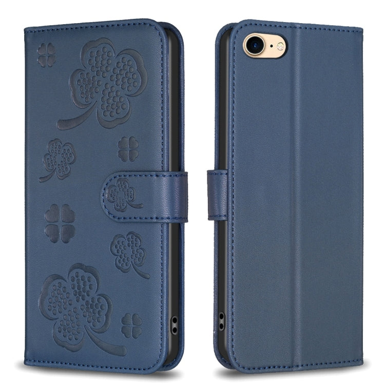 เคสโทรศัพท์หนังนูนลายใบสี่แฉก สำหรับ iPhone 7 / 8 / SE 2022, สำหรับ iPhone 13 Pro Max, สำหรับ iPhone 13 Pro, สำหรับ iPhone 13, สำหรับ iPhone 12 / 12 Pro, สำหรับ iPhone 12 Pro Max, สำหรับ iPhone 11 Pro Max, สำหรับ iPhone 11