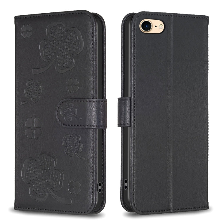 เคสโทรศัพท์หนังนูนลายใบสี่แฉก สำหรับ iPhone 7 / 8 / SE 2022, สำหรับ iPhone 13 Pro Max, สำหรับ iPhone 13 Pro, สำหรับ iPhone 13, สำหรับ iPhone 12 / 12 Pro, สำหรับ iPhone 12 Pro Max, สำหรับ iPhone 11 Pro Max, สำหรับ iPhone 11
