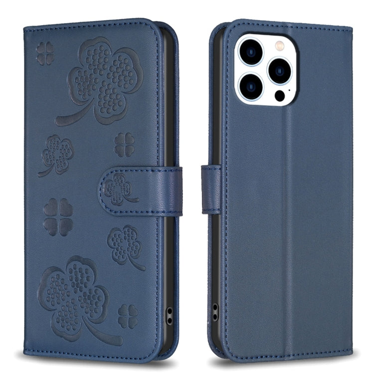 เคสโทรศัพท์หนังนูนลายใบสี่แฉก สำหรับ iPhone 7 / 8 / SE 2022, สำหรับ iPhone 13 Pro Max, สำหรับ iPhone 13 Pro, สำหรับ iPhone 13, สำหรับ iPhone 12 / 12 Pro, สำหรับ iPhone 12 Pro Max, สำหรับ iPhone 11 Pro Max, สำหรับ iPhone 11