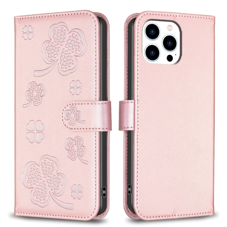 เคสโทรศัพท์หนังนูนลายใบสี่แฉก สำหรับ iPhone 7 / 8 / SE 2022, สำหรับ iPhone 13 Pro Max, สำหรับ iPhone 13 Pro, สำหรับ iPhone 13, สำหรับ iPhone 12 / 12 Pro, สำหรับ iPhone 12 Pro Max, สำหรับ iPhone 11 Pro Max, สำหรับ iPhone 11