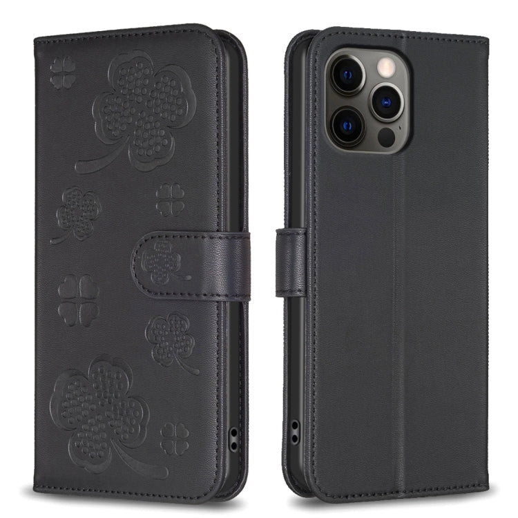 เคสโทรศัพท์หนังนูนลายใบสี่แฉก สำหรับ iPhone 7 / 8 / SE 2022, สำหรับ iPhone 13 Pro Max, สำหรับ iPhone 13 Pro, สำหรับ iPhone 13, สำหรับ iPhone 12 / 12 Pro, สำหรับ iPhone 12 Pro Max, สำหรับ iPhone 11 Pro Max, สำหรับ iPhone 11