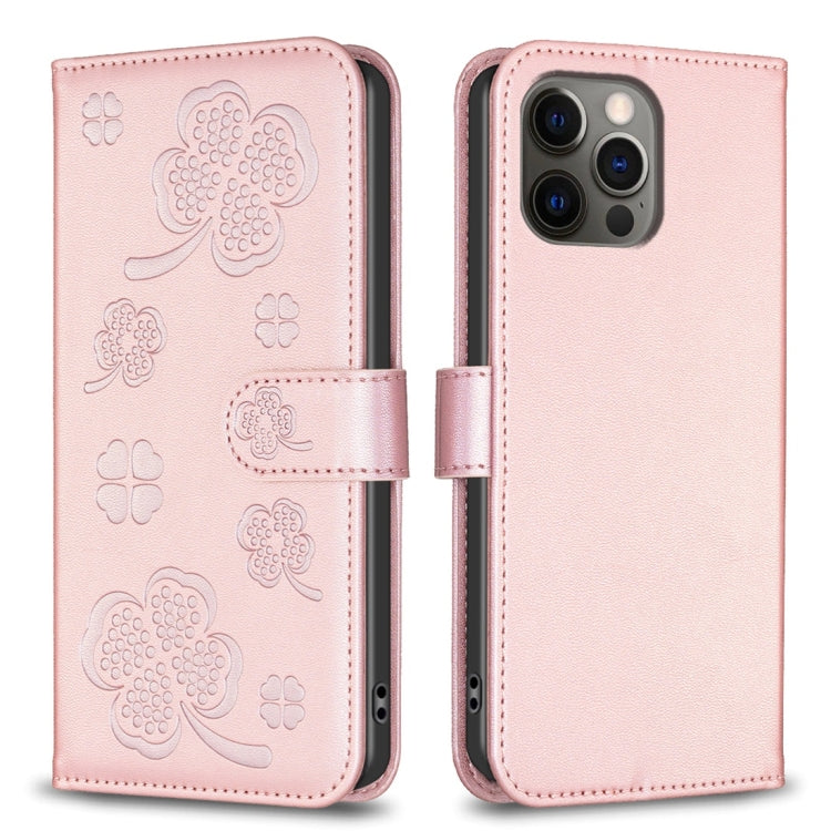 เคสโทรศัพท์หนังนูนลายใบสี่แฉก สำหรับ iPhone 7 / 8 / SE 2022, สำหรับ iPhone 13 Pro Max, สำหรับ iPhone 13 Pro, สำหรับ iPhone 13, สำหรับ iPhone 12 / 12 Pro, สำหรับ iPhone 12 Pro Max, สำหรับ iPhone 11 Pro Max, สำหรับ iPhone 11