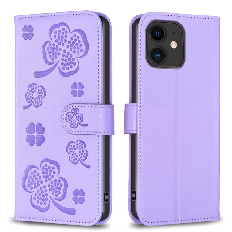 เคสโทรศัพท์หนังนูนลายใบสี่แฉก สำหรับ iPhone 7 / 8 / SE 2022, สำหรับ iPhone 13 Pro Max, สำหรับ iPhone 13 Pro, สำหรับ iPhone 13, สำหรับ iPhone 12 / 12 Pro, สำหรับ iPhone 12 Pro Max, สำหรับ iPhone 11 Pro Max, สำหรับ iPhone 11