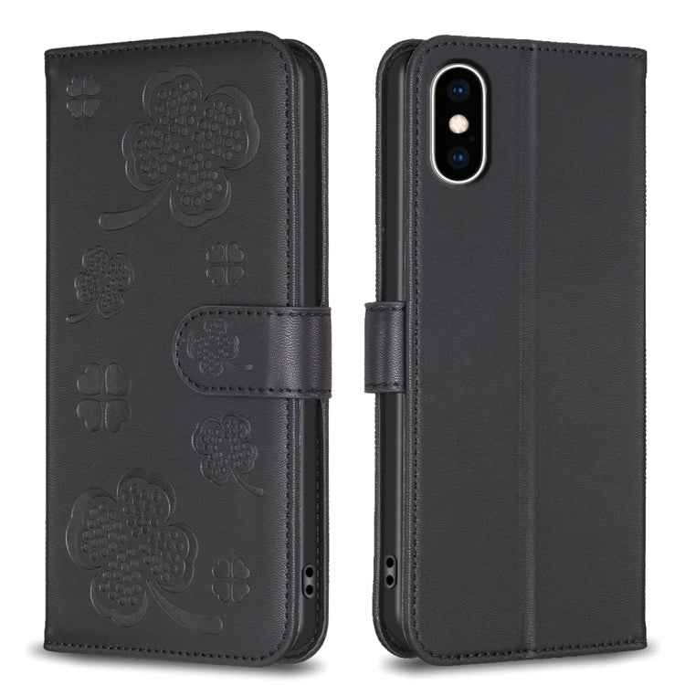 เคสโทรศัพท์หนังนูนลายใบสี่แฉก สำหรับ iPhone 11 Pro, สำหรับ iPhone X / XS, สำหรับ iPhone XR, สำหรับ iPhone XS Max, สำหรับ iPhone 7 Plus / 8 Plus