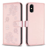 เคสโทรศัพท์หนังนูนลายใบสี่แฉก สำหรับ iPhone 11 Pro, สำหรับ iPhone X / XS, สำหรับ iPhone XR, สำหรับ iPhone XS Max, สำหรับ iPhone 7 Plus / 8 Plus