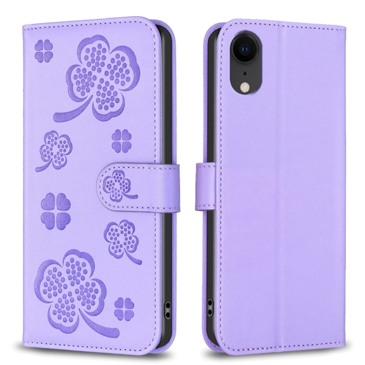 เคสโทรศัพท์หนังนูนลายใบสี่แฉก สำหรับ iPhone 11 Pro, สำหรับ iPhone X / XS, สำหรับ iPhone XR, สำหรับ iPhone XS Max, สำหรับ iPhone 7 Plus / 8 Plus