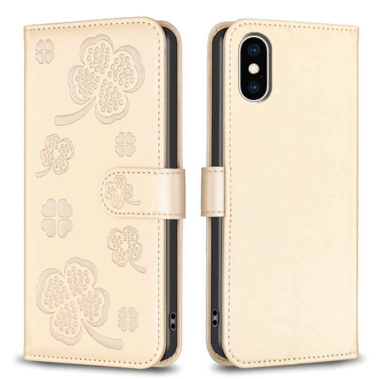 เคสโทรศัพท์หนังนูนลายใบสี่แฉก สำหรับ iPhone 11 Pro, สำหรับ iPhone X / XS, สำหรับ iPhone XR, สำหรับ iPhone XS Max, สำหรับ iPhone 7 Plus / 8 Plus