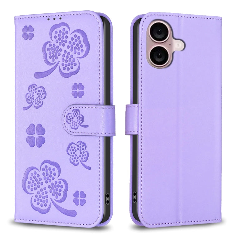 เคสโทรศัพท์หนังนูนลายใบสี่แฉก สำหรับ iPhone 17 Pro Max, สำหรับ iPhone 17 Pro, สำหรับ iPhone 17, สำหรับ iPhone Air, สำหรับ iPhone 16 Pro Max, สำหรับ iPhone 16 Pro, สำหรับ iPhone 16 Plus, สำหรับ iPhone 16
