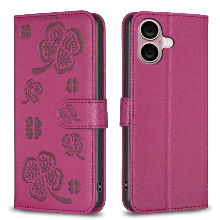 เคสโทรศัพท์หนังนูนลายใบสี่แฉก สำหรับ iPhone 17 Pro Max, สำหรับ iPhone 17 Pro, สำหรับ iPhone 17, สำหรับ iPhone Air, สำหรับ iPhone 16 Pro Max, สำหรับ iPhone 16 Pro, สำหรับ iPhone 16 Plus, สำหรับ iPhone 16