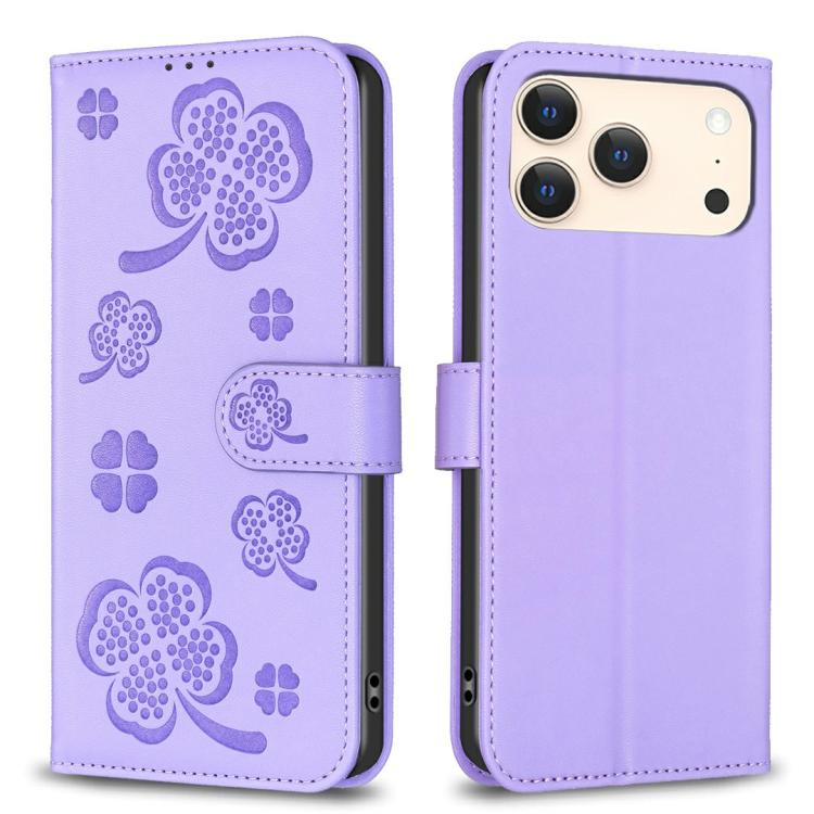 เคสโทรศัพท์หนังนูนลายใบสี่แฉก สำหรับ iPhone 17 Pro Max, สำหรับ iPhone 17 Pro, สำหรับ iPhone 17, สำหรับ iPhone Air, สำหรับ iPhone 16 Pro Max, สำหรับ iPhone 16 Pro, สำหรับ iPhone 16 Plus, สำหรับ iPhone 16