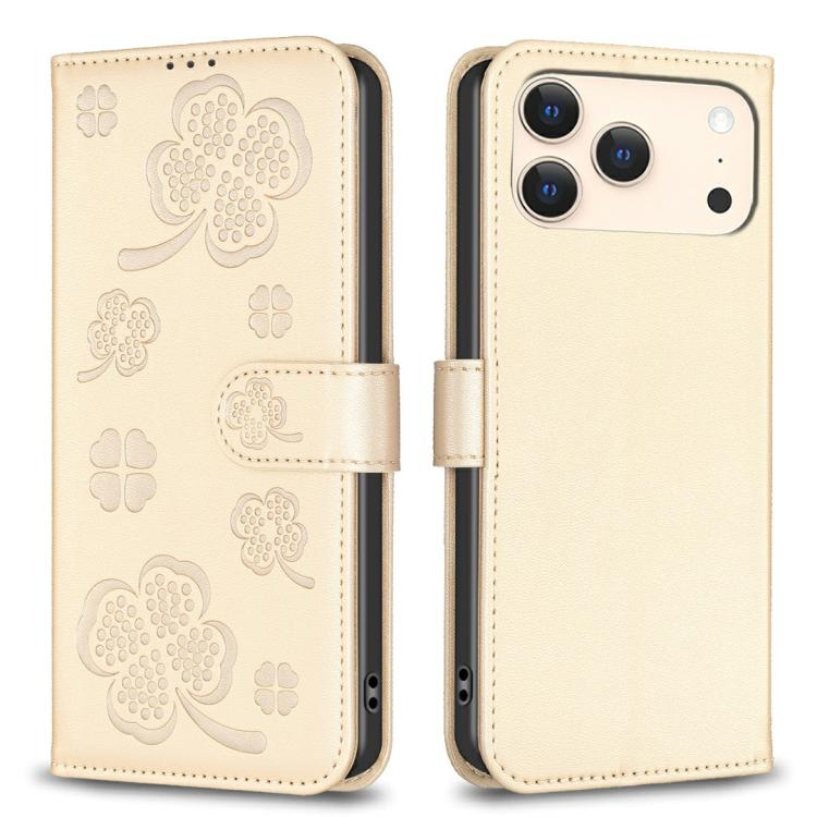 เคสโทรศัพท์หนังนูนลายใบสี่แฉก สำหรับ iPhone 17 Pro Max, สำหรับ iPhone 17 Pro, สำหรับ iPhone 17, สำหรับ iPhone Air, สำหรับ iPhone 16 Pro Max, สำหรับ iPhone 16 Pro, สำหรับ iPhone 16 Plus, สำหรับ iPhone 16
