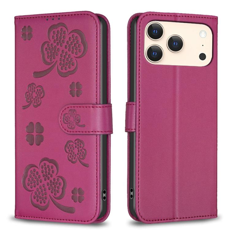 เคสโทรศัพท์หนังนูนลายใบสี่แฉก สำหรับ iPhone 17 Pro Max, สำหรับ iPhone 17 Pro, สำหรับ iPhone 17, สำหรับ iPhone Air, สำหรับ iPhone 16 Pro Max, สำหรับ iPhone 16 Pro, สำหรับ iPhone 16 Plus, สำหรับ iPhone 16