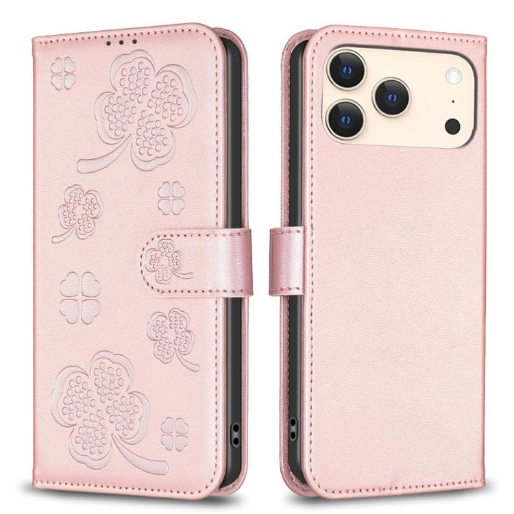 เคสโทรศัพท์หนังนูนลายใบสี่แฉก สำหรับ iPhone 17 Pro Max, สำหรับ iPhone 17 Pro, สำหรับ iPhone 17, สำหรับ iPhone Air, สำหรับ iPhone 16 Pro Max, สำหรับ iPhone 16 Pro, สำหรับ iPhone 16 Plus, สำหรับ iPhone 16