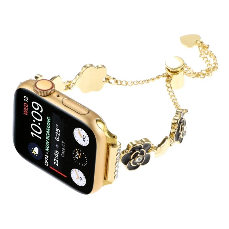 สายรัดนาฬิกาโลหะสร้อยข้อมือดอกคาเมเลีย สำหรับ Apple Watch 42 มม., สำหรับ Apple Watch 38 มม.