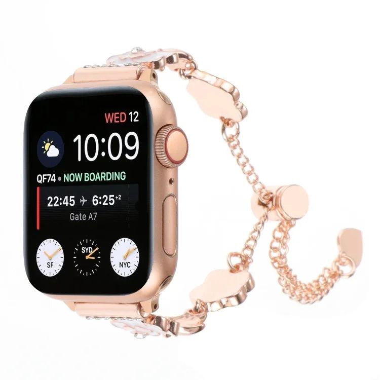 สายรัดนาฬิกาโลหะสร้อยข้อมือดอกคาเมเลีย สำหรับ Apple Watch 42 มม., สำหรับ Apple Watch 38 มม.