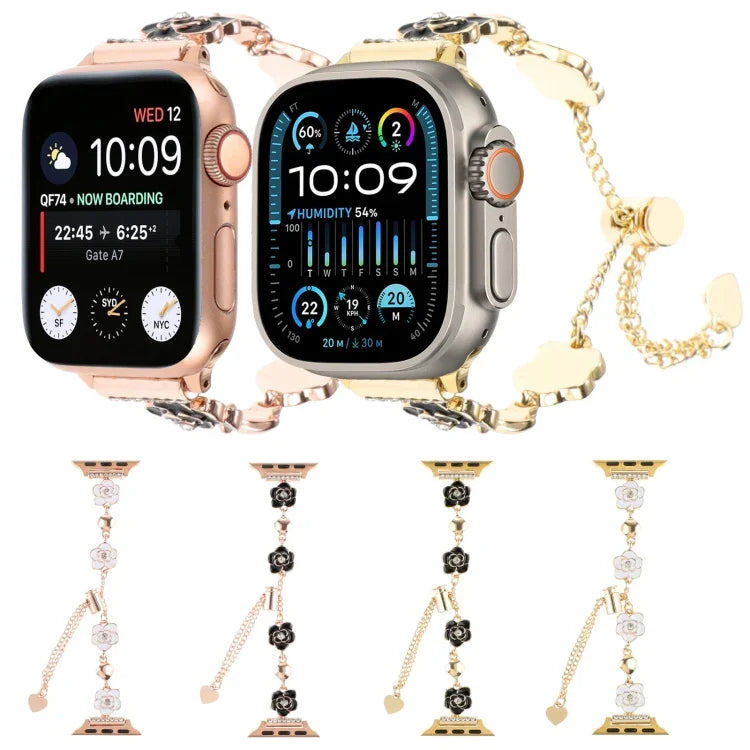 สายรัดนาฬิกาโลหะสร้อยข้อมือดอกคาเมเลีย สำหรับ Apple Watch 42 มม., สำหรับ Apple Watch 38 มม.