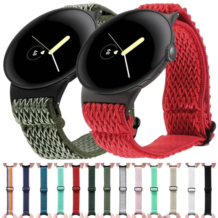 สายรัดนาฬิกาไนลอนถักลายคลื่น ขนาด 20 มม. สำหรับ Google Pixel Watch 4 / 3 / 2 / 1 ขนาด 41 มม.