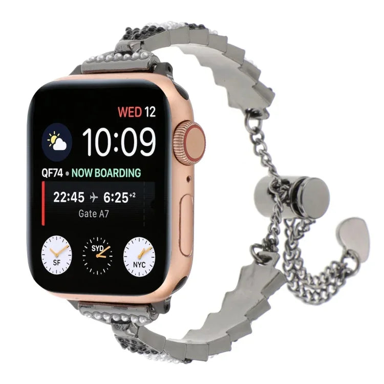 สายรัดนาฬิกาโลหะสร้อยข้อมือโซ่เม็ดเปลือกหอย สำหรับ Apple Watch 42 มม., สำหรับ Apple Watch 38 มม.