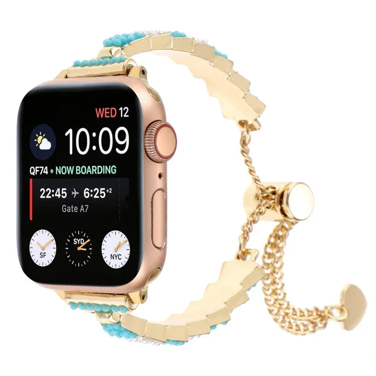 สายรัดนาฬิกาโลหะสร้อยข้อมือโซ่เม็ดเปลือกหอย สำหรับ Apple Watch 42 มม., สำหรับ Apple Watch 38 มม.