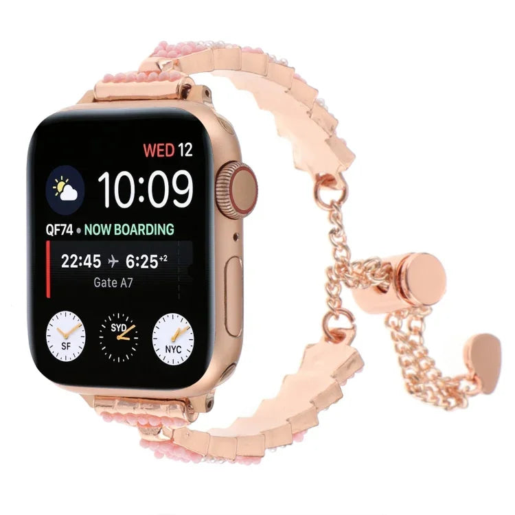 สายรัดนาฬิกาโลหะสร้อยข้อมือโซ่เม็ดเปลือกหอย สำหรับ Apple Watch 42 มม., สำหรับ Apple Watch 38 มม.