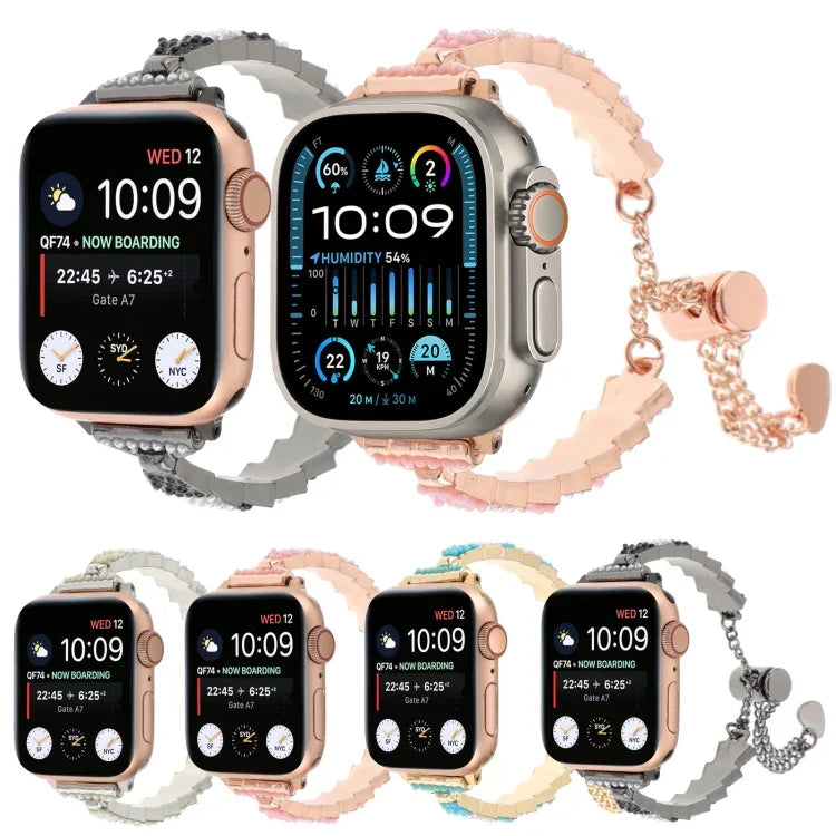 สายรัดนาฬิกาโลหะสร้อยข้อมือโซ่เม็ดเปลือกหอย สำหรับ Apple Watch 42 มม., สำหรับ Apple Watch 38 มม.
