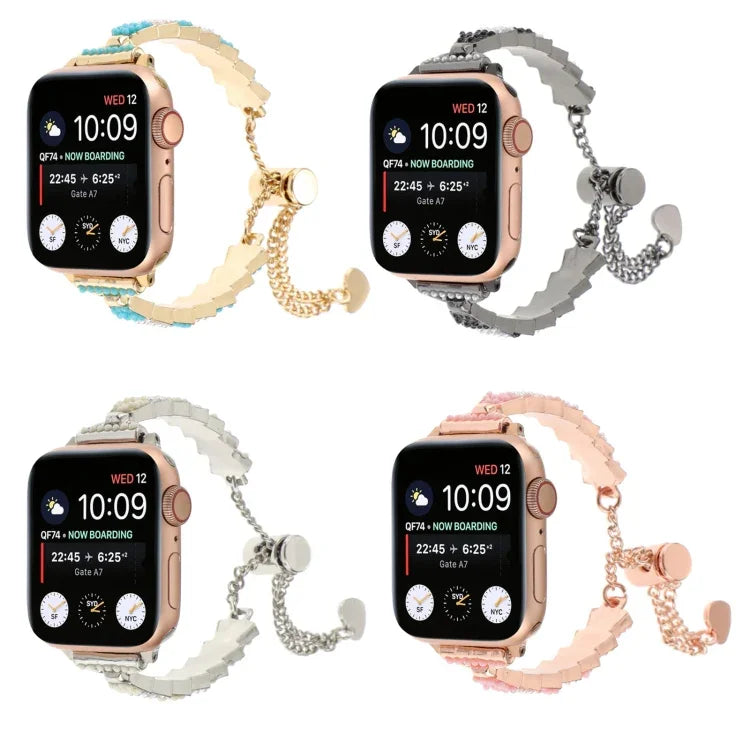 สายรัดนาฬิกาโลหะสร้อยข้อมือโซ่เม็ดเปลือกหอย สำหรับ Apple Watch 42 มม., สำหรับ Apple Watch 38 มม.