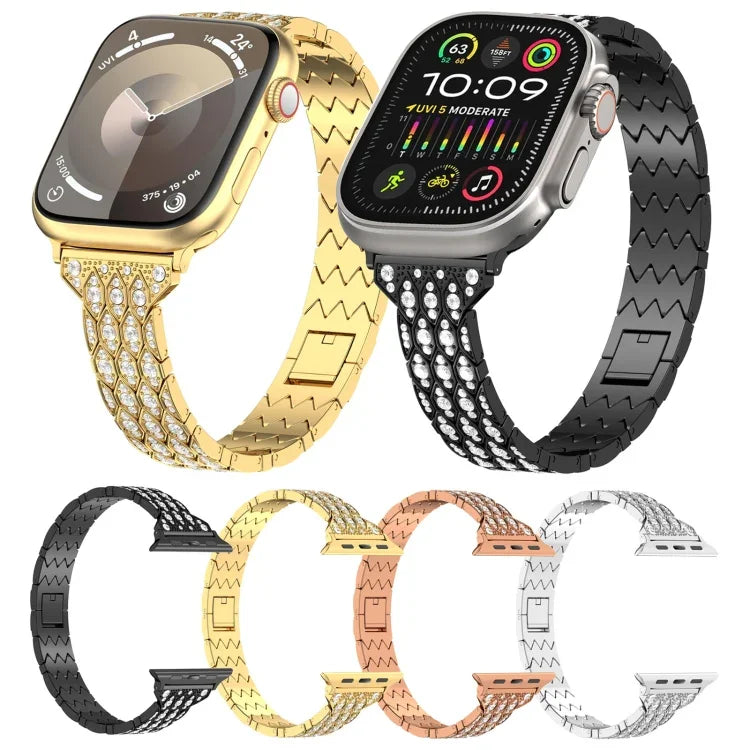 สายรัดนาฬิกาโลหะสร้อยข้อมือเพชรตาอสูร สำหรับ Apple Watch 42 มม., สำหรับ Apple Watch 38 มม.