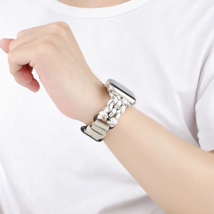 Paracord Genuine Leather Watch Band, For Apple Watch 42mm, For Apple Watch 38mm
