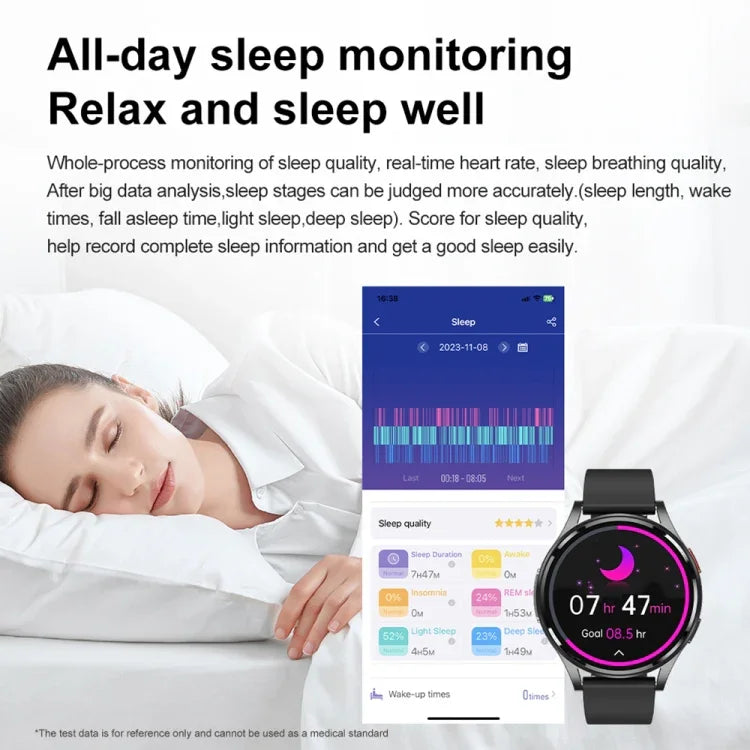 นาฬิกาอัจฉริยะสายซิลิโคน 1.43 นิ้ว รองรับการโทร Bluetooth และ ECG / ตรวจน้ำตาลในเลือดแบบไม่รุกราน, สายซิลิโคนสีดำ, สายซิลิโคนสีเหลืองอ่อน