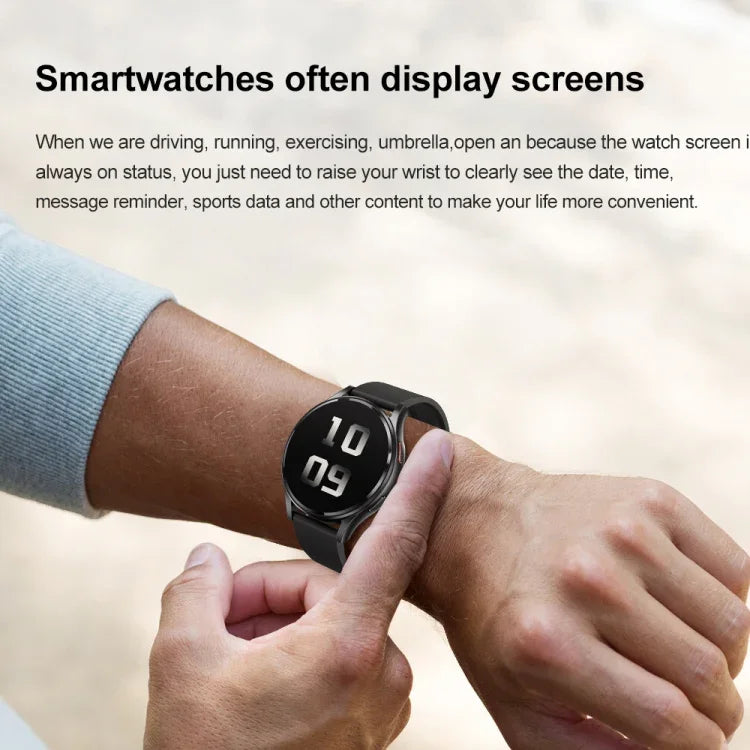 นาฬิกาอัจฉริยะสายซิลิโคน 1.43 นิ้ว รองรับการโทร Bluetooth และ ECG / ตรวจน้ำตาลในเลือดแบบไม่รุกราน, สายซิลิโคนสีดำ, สายซิลิโคนสีเหลืองอ่อน