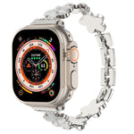 5-petaled Flower Zinc Alloy Chain Watch Band, For Apple Watch SE 2023 44mm, For Apple Watch SE 2023 40mm, For Apple Watch Ultra 2 49mm, For Apple Watch Series 9 45mm, For Apple Watch Series 9 41mm, For Apple Watch Ultra 49mm