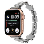 สายรัดนาฬิกาโซ่โลหะผสมสังกะสีรูปดอกไม้ 5 กลีบ สำหรับ Apple Watch Series 4 44mm, สำหรับ Apple Watch Series 4 40mm, สำหรับ Apple Watch Series 3 38mm, สำหรับ Apple Watch Series 3 42mm, สำหรับ Apple Watch Series 2 42mm, สำหรับ Apple Watch Series 2 38mm