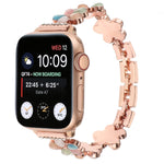 สายรัดนาฬิกาโซ่โลหะผสมสังกะสีรูปดอกไม้ 5 กลีบ สำหรับ Apple Watch Series 4 44mm, สำหรับ Apple Watch Series 4 40mm, สำหรับ Apple Watch Series 3 38mm, สำหรับ Apple Watch Series 3 42mm, สำหรับ Apple Watch Series 2 42mm, สำหรับ Apple Watch Series 2 38mm