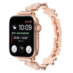 สายรัดนาฬิกาโซ่โลหะผสมสังกะสีรูปดอกไม้ 5 กลีบ สำหรับ Apple Watch Series 4 44mm, สำหรับ Apple Watch Series 4 40mm, สำหรับ Apple Watch Series 3 38mm, สำหรับ Apple Watch Series 3 42mm, สำหรับ Apple Watch Series 2 42mm, สำหรับ Apple Watch Series 2 38mm